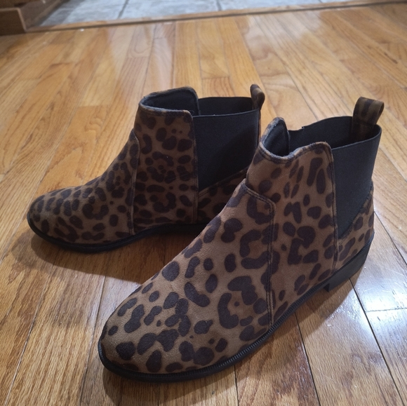 Leopard print ankle boots, size 8, dark brown/black - Picture 2 of 6